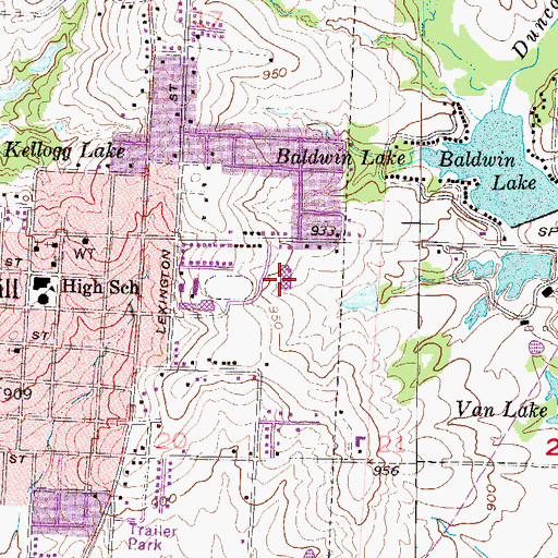 Topographic Map of Pleasant Hill Primary School, MO