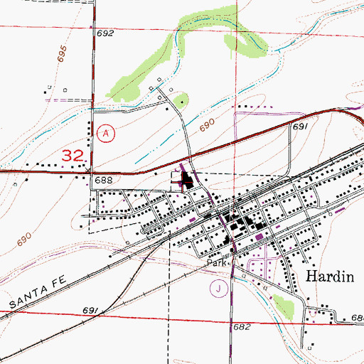 Topographic Map of Hardin - Central High School, MO
