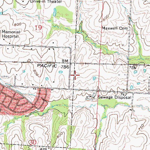 Topographic Map of Ridge View Elementary School, MO
