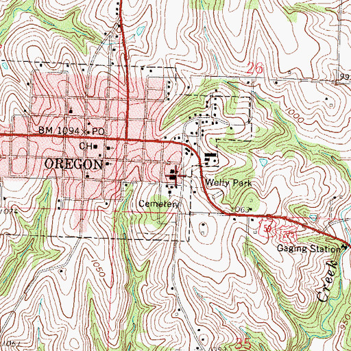 Topographic Map of South Holt Elementary School, MO