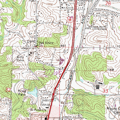 Topographic Map of Robidoux Middle School, MO