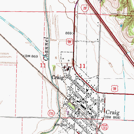 Topographic Map of Craig High School, MO