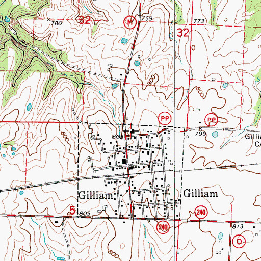 Topographic Map of Gilliam Elementary School, MO