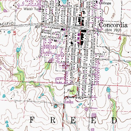 Topographic Map of Concordia High School, MO