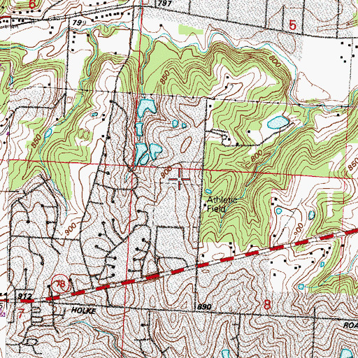 Topographic Map of George Caleb Bingham Middle School, MO