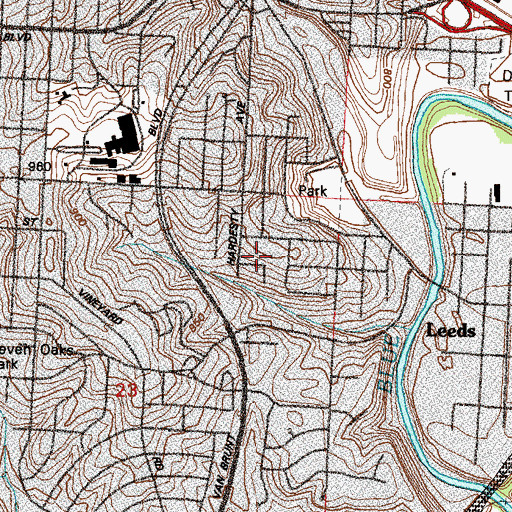 Topographic Map of Kansas City School District Teenage Parents Center (historical), MO