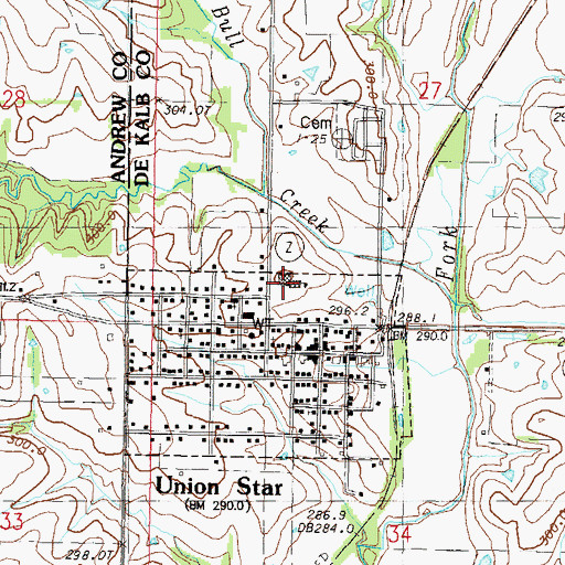 Topographic Map of Union Star Elementary School, MO
