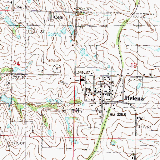 Topographic Map of Helena Elementary School, MO