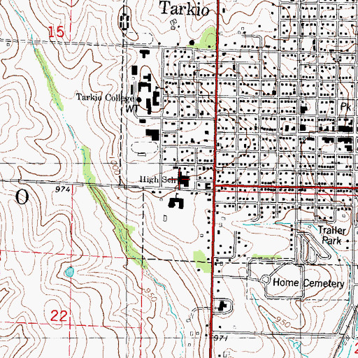 Topographic Map of Tarkio High School, MO