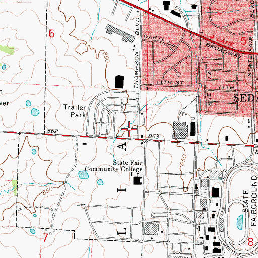 Topographic Map of E W Thompson School for the Handicapped, MO