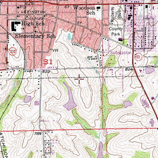 Topographic Map of Richmond High School, MO