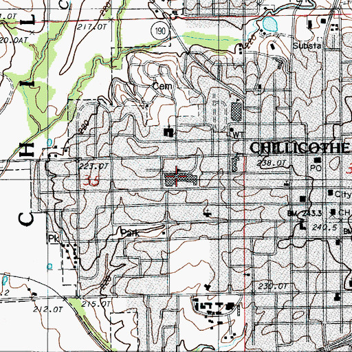 Topographic Map of Chillicothe Middle School, MO