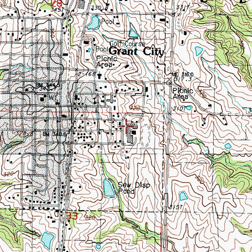Topographic Map of Worth County Elementary School, MO