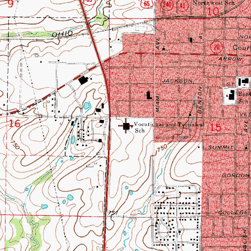 Topographic Map of Saline County Career Center, MO