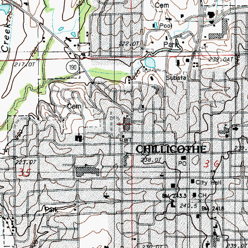 Topographic Map of Grand River Technical School, MO