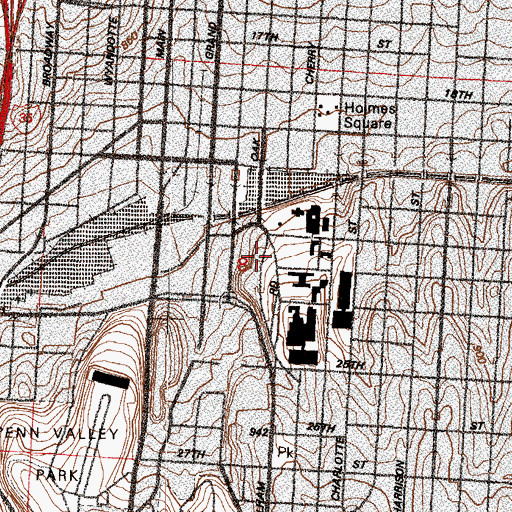 Topographic Map of Mercy Hospital School, MO