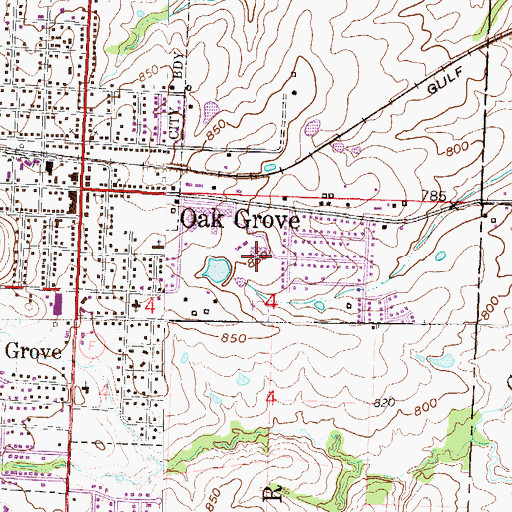 Topographic Map of Oak Grove High School, MO