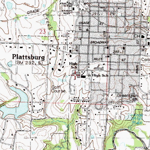 Topographic Map of Plattsburg High School, MO