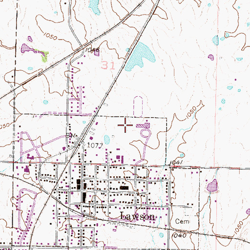 Topographic Map of Lawson High School, MO