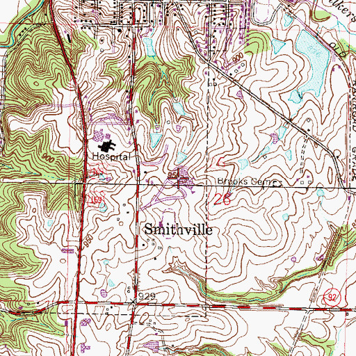 Topographic Map of Smithville High School, MO