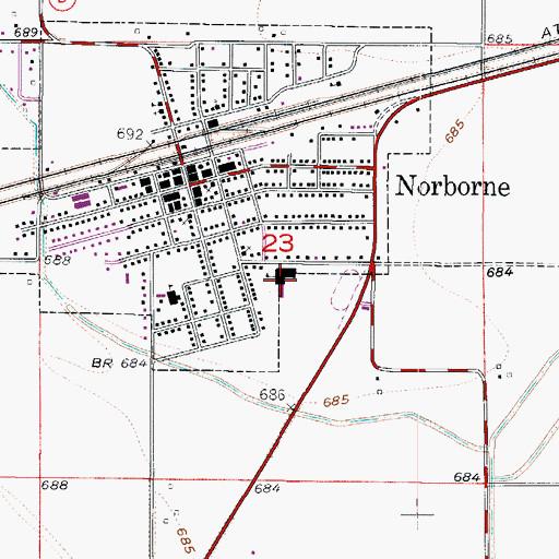 Topographic Map of Norborne Elementary School, MO