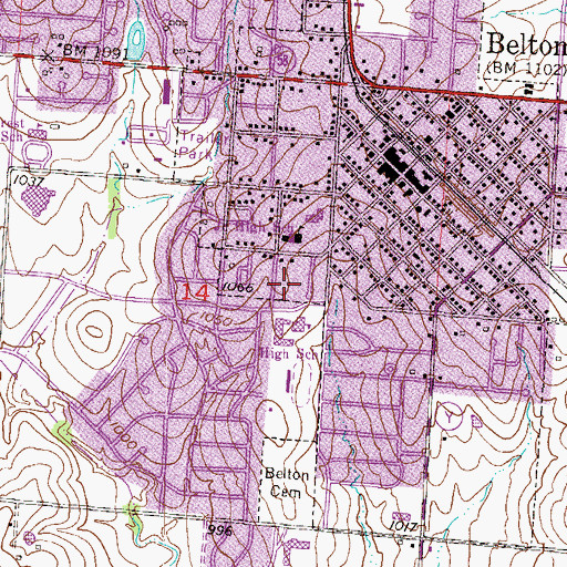 Topographic Map of Belton Academy, MO