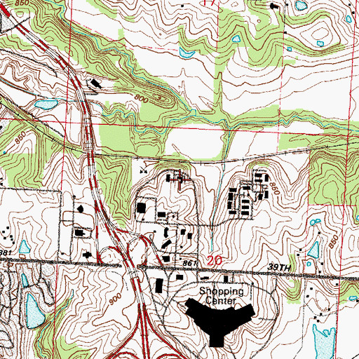 Topographic Map of National American University Independence Campus, MO