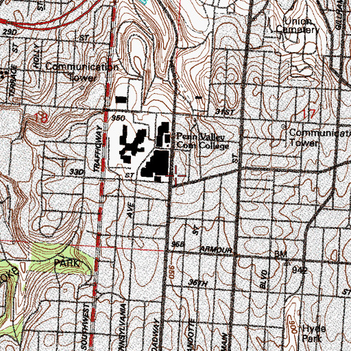 Topographic Map of Concorde Career Institute, MO