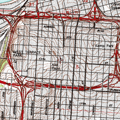 Topographic Map of DeVry University at City Center Square, MO