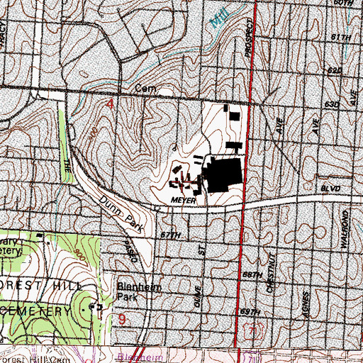 Topographic Map of Research College of Nursing, MO