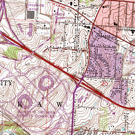 Topographic Map of Vatterott College, MO