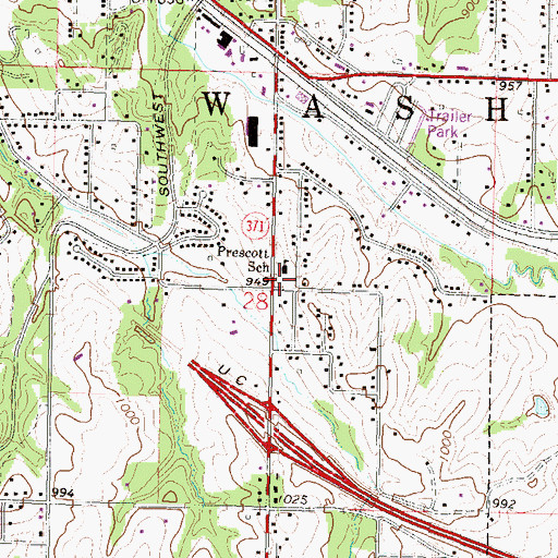 Topographic Map of South Park Christian Assembly of God Academy, MO