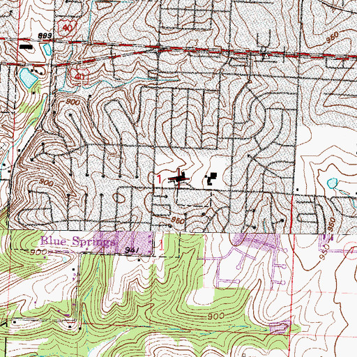 Topographic Map of Plaza Heights Christian Academy, MO