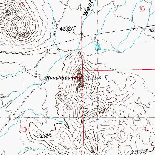Topographic Map of Roostercomb, AZ