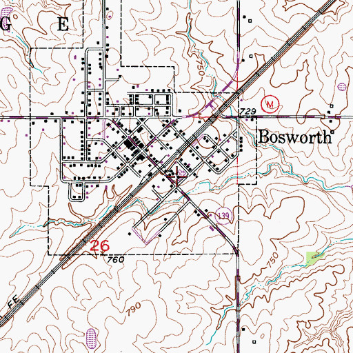Topographic Map of Bosworth Elementary School, MO