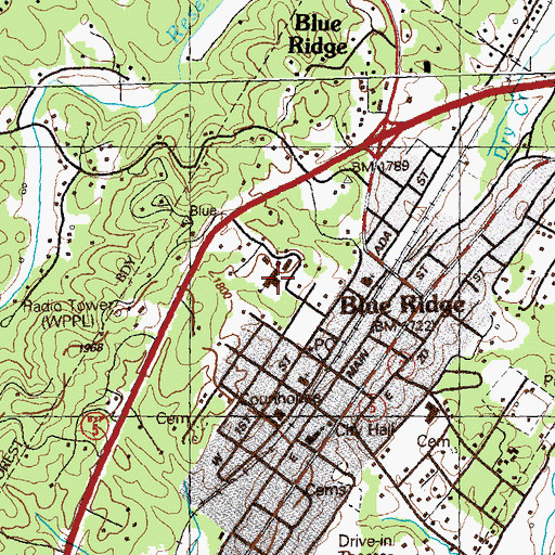 Topographic Map of Blue Ridge Elementary School, GA