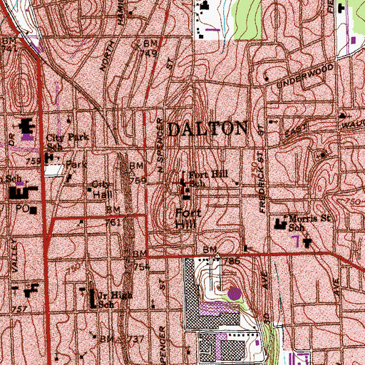 Topographic Map of Whitfield County Crossroads Academy, GA