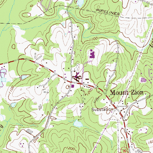 Topographic Map of Carroll County Crossroads Middle School, GA