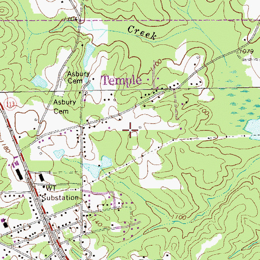 Topographic Map of Temple Middle School, GA