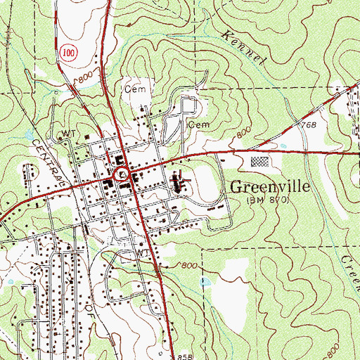 Topographic Map of Greenville Middle School, GA