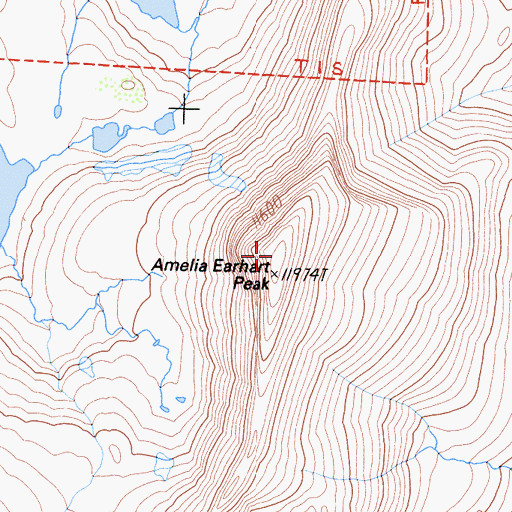 Topographic Map of Amelia Earhart Peak, CA