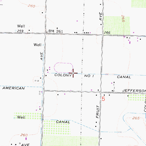 Topographic Map of American Colony Number One Canal, CA