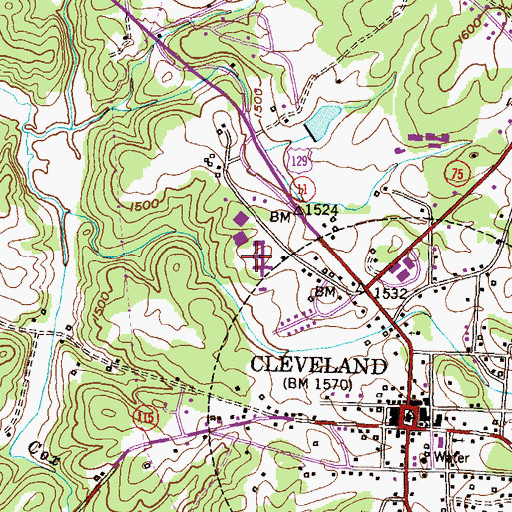 Topographic Map of White County Middle School, GA