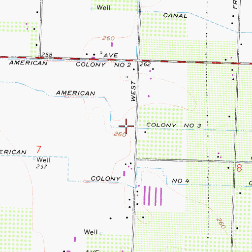 Topographic Map of American Colony Number Three Canal, CA