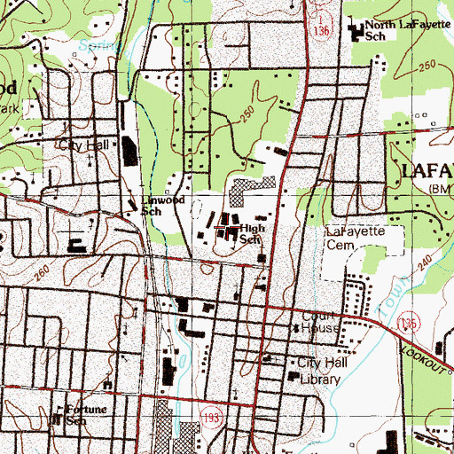 Topographic Map of LaFayette Academy, GA