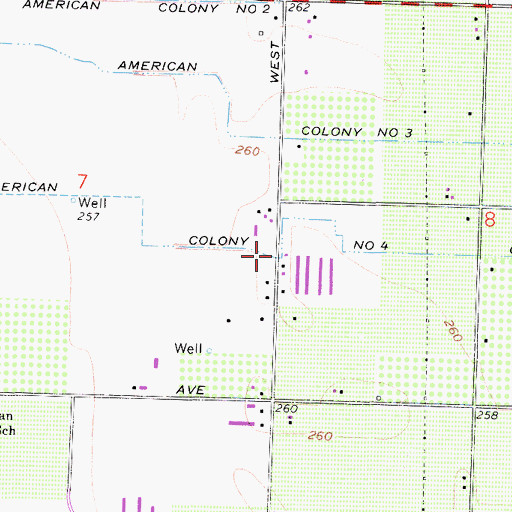 Topographic Map of American Colony Number Four Canal, CA