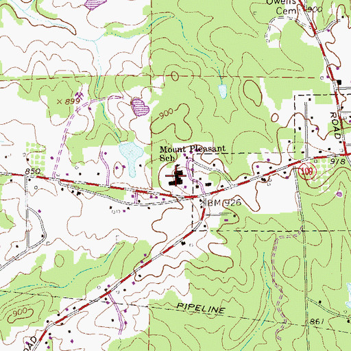 Topographic Map of Mountville Elementary School, GA