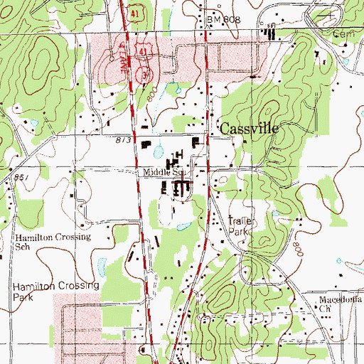 Topographic Map of Bartow Academy, GA
