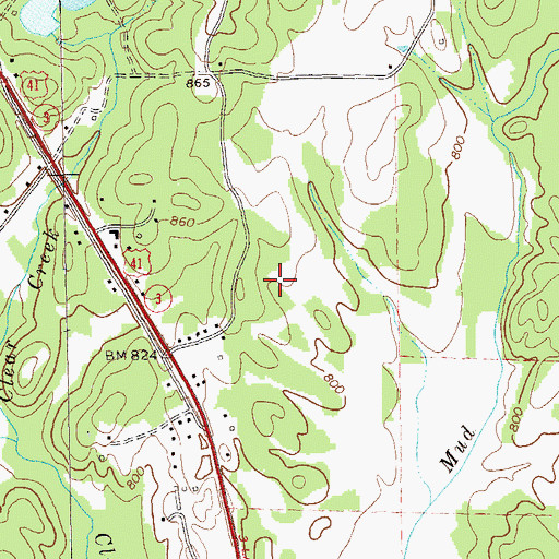 Topographic Map of Clear Creek Elementary School, GA