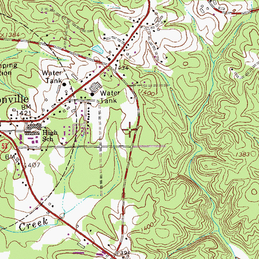 Topographic Map of Dawson County Crossroads School, GA